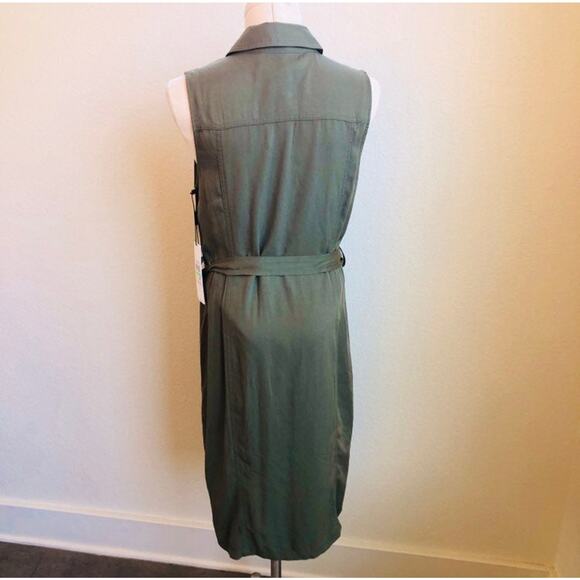 Calvin klein army green casual button down dress womens size 8 New - Picture 4 of 4